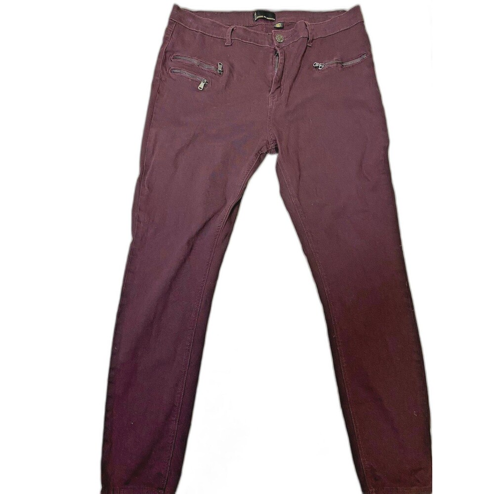 Jeans by Buffalo Women's Fall Burgundy  Solid Denim Skinny Fit 14 Zipper Pockets
